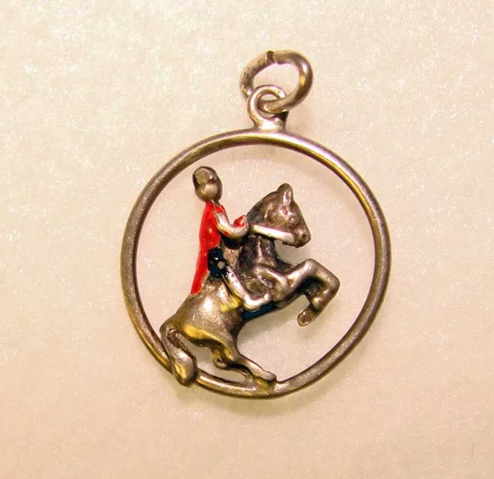 Awesome Sterling HORSE & RIDER Vintage Enameled C… - image 2