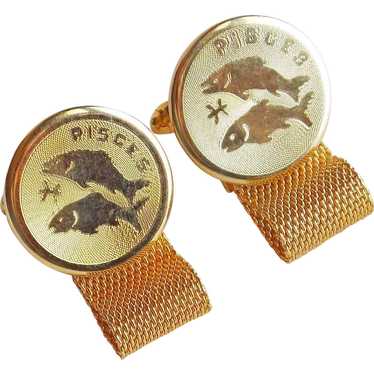 Dante Pisces Mesh Wrap Zodiac Vintage Cufflinks