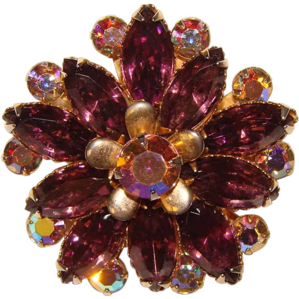 Fabulous PURPLE NAVETTE Rhinestone Aurora Vintage… - image 1