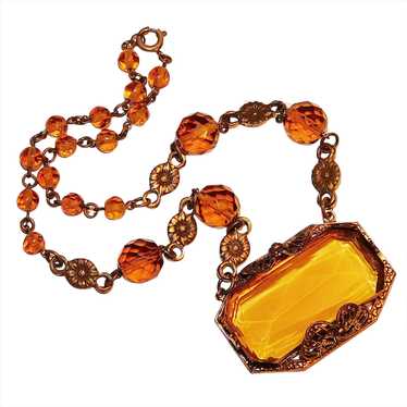 Fabulous ART DECO Amber Glass Necklace