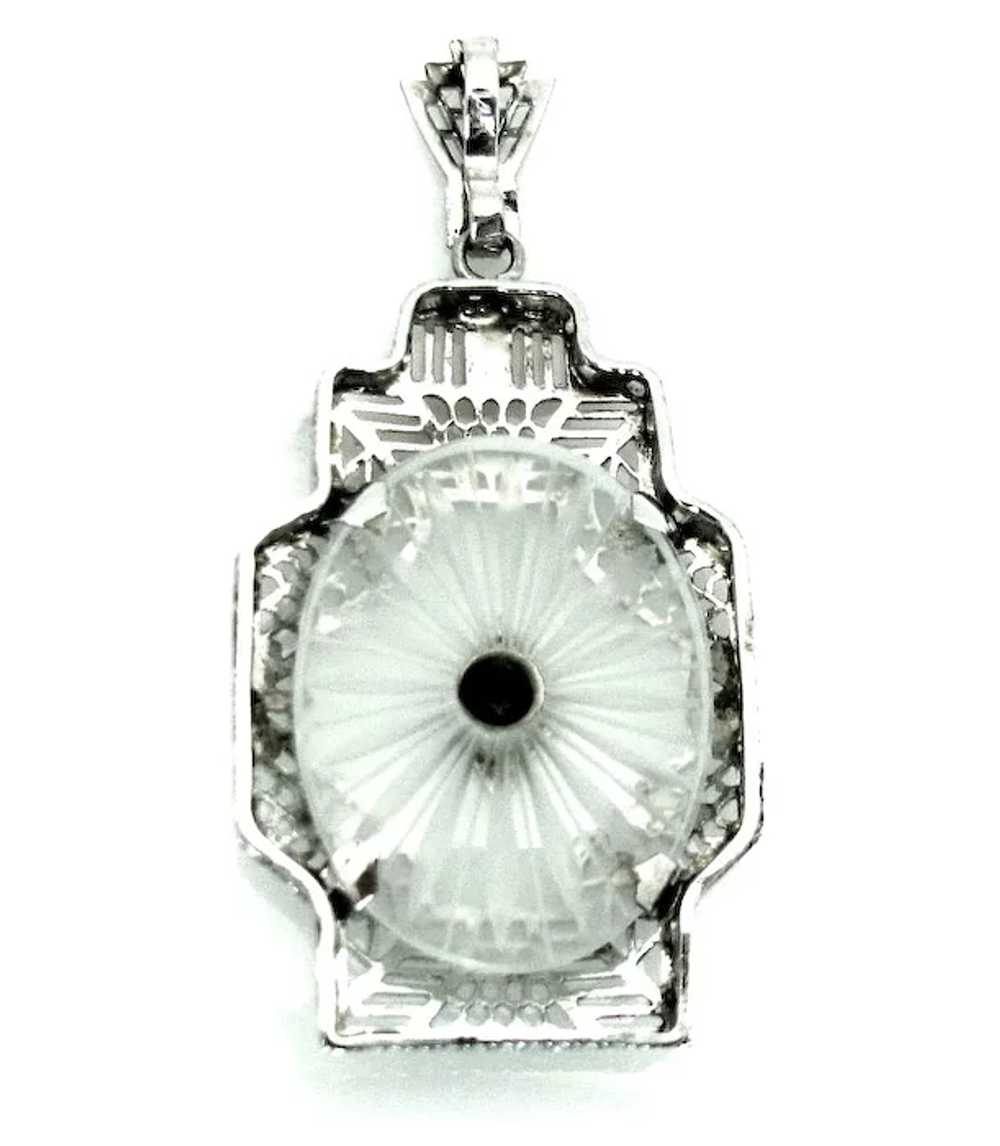 Antique, Art Deco, 14k White Gold, Camphor Glass … - image 3