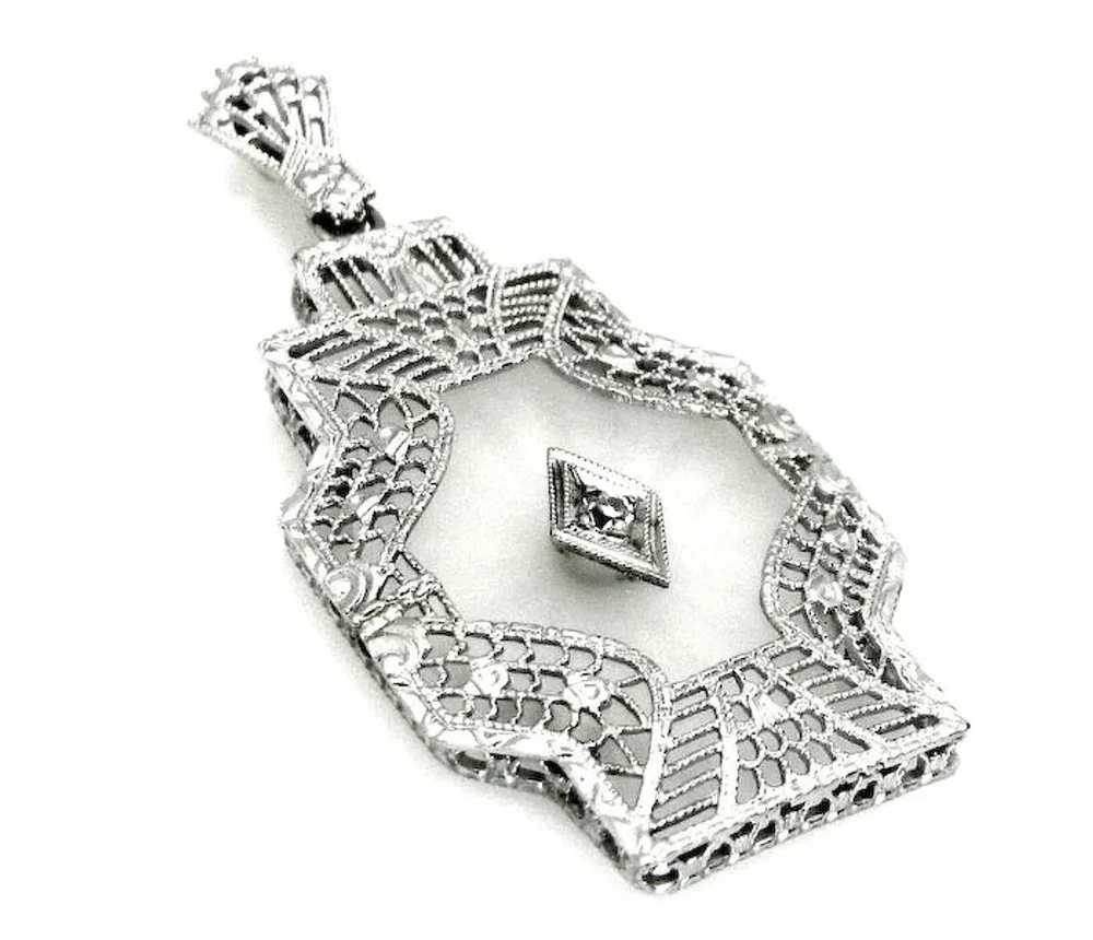 Antique, Art Deco, 14k White Gold, Camphor Glass … - image 4