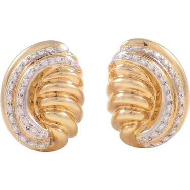 14k Yellow Gold and Diamond Ear Clips