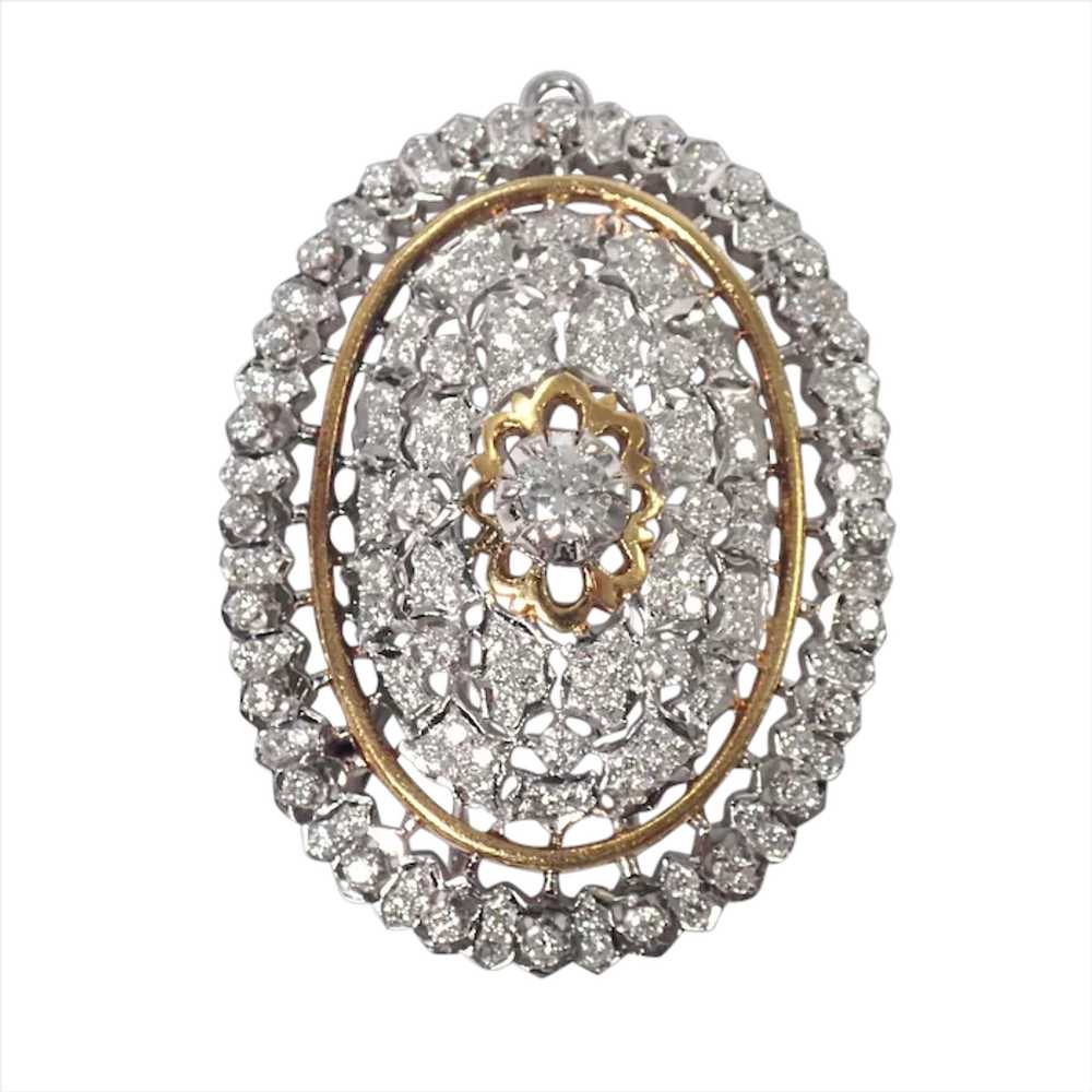 18K White and Yellow Gold Diamond Pin/Pendant - image 1