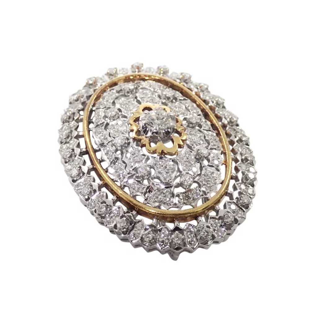 18K White and Yellow Gold Diamond Pin/Pendant - image 2