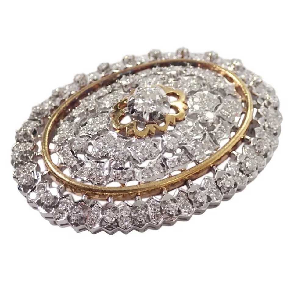 18K White and Yellow Gold Diamond Pin/Pendant - image 4