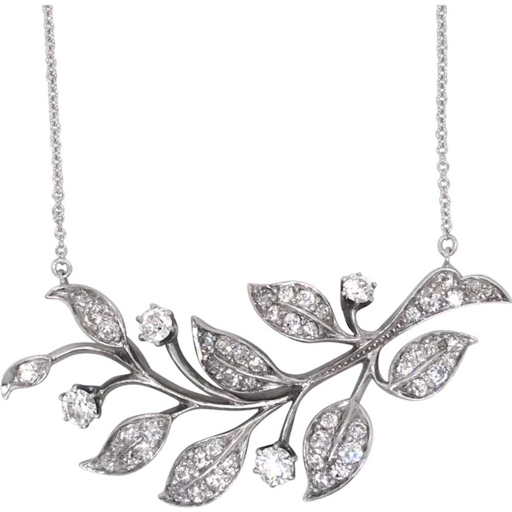 Antique Silver over Gold Diamond Necklace. - image 1