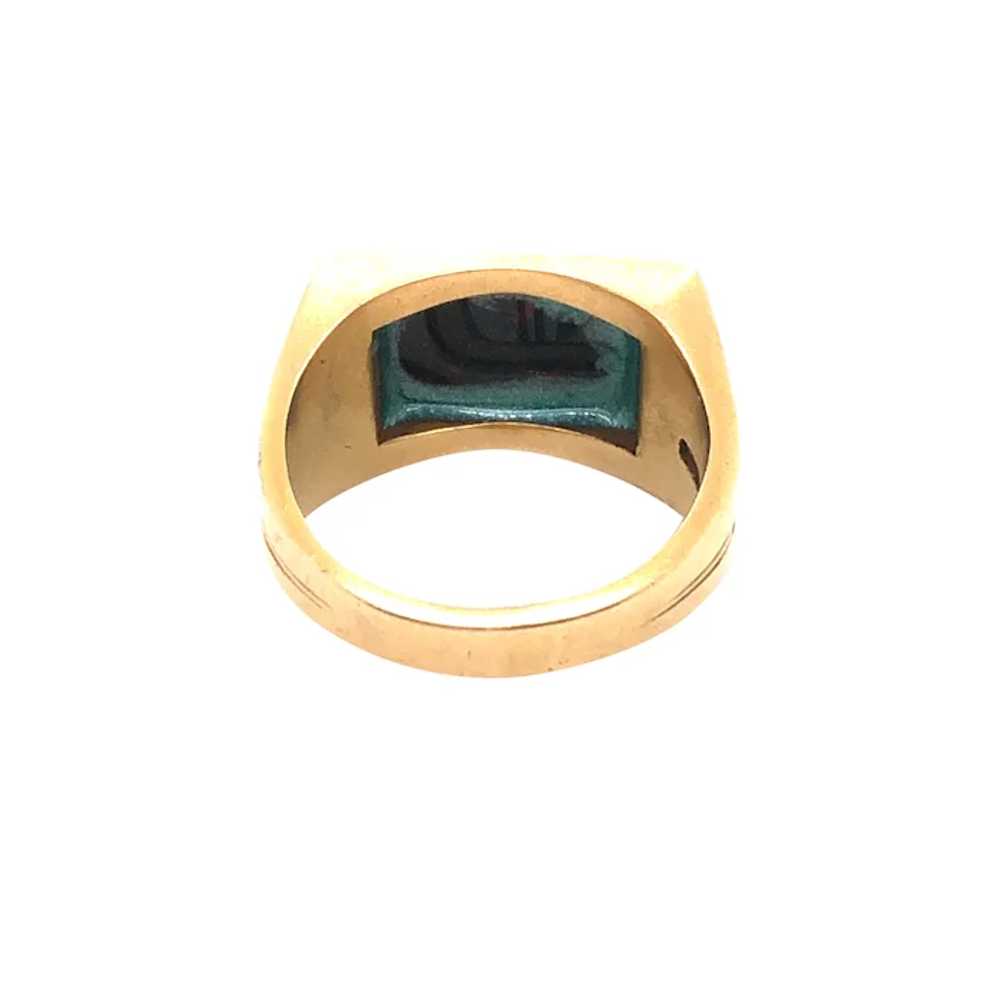 Art Nouveau 14K Yellow Gold Blood Stone Ring. - image 3