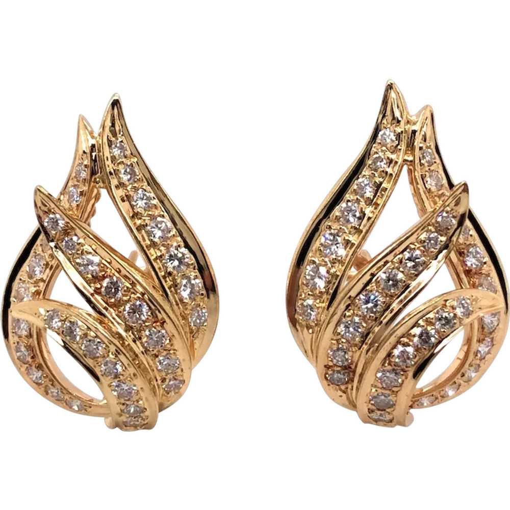 14k Yellow Gold Diamond Earrings - image 1
