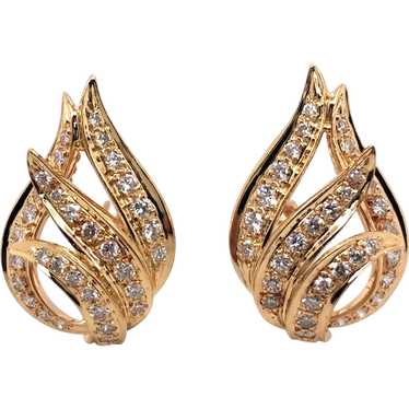 14k Yellow Gold Diamond Earrings - image 1