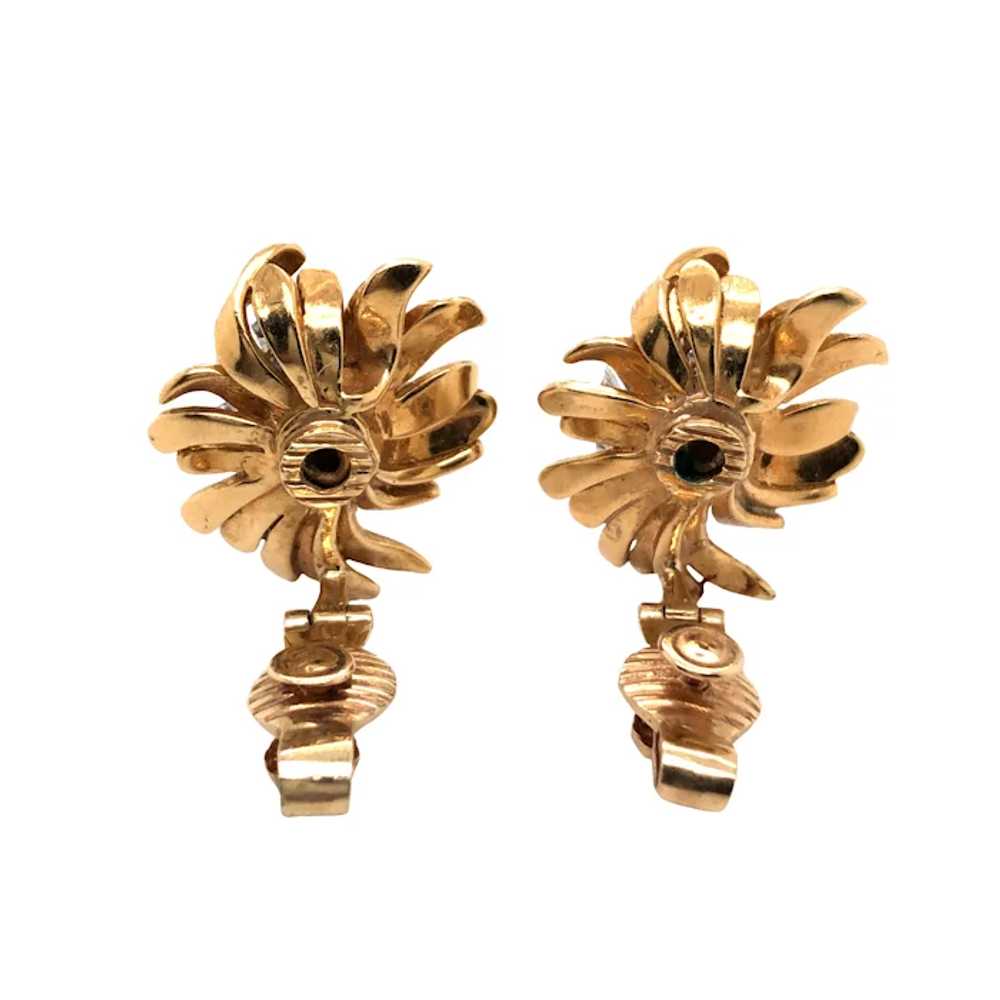 18K Yellow Gold French Diamond Earrings - image 3