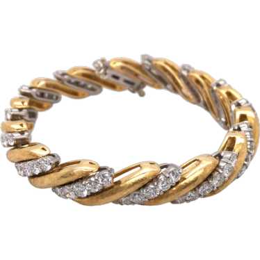 18K Yellow and White Gold Diamond Bracelet - image 1