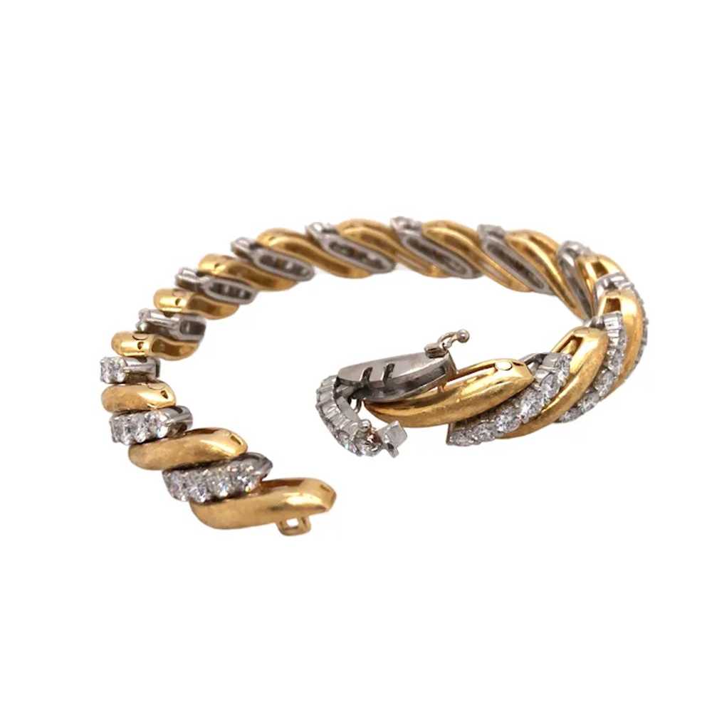 18K Yellow and White Gold Diamond Bracelet - image 2