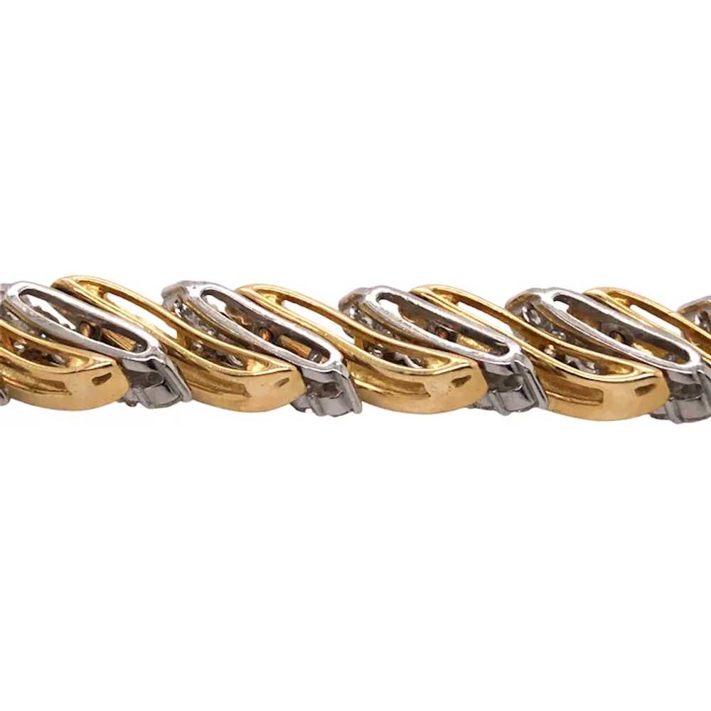18K Yellow and White Gold Diamond Bracelet - image 3