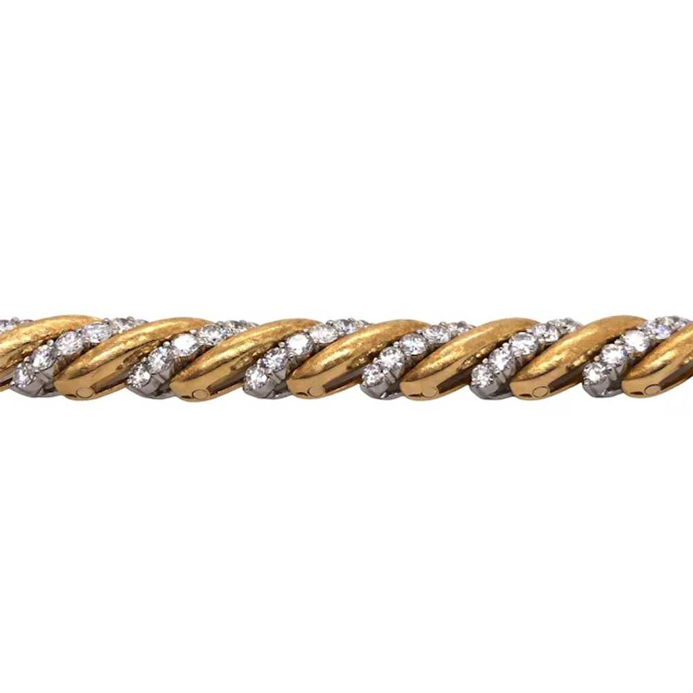 18K Yellow and White Gold Diamond Bracelet - image 4