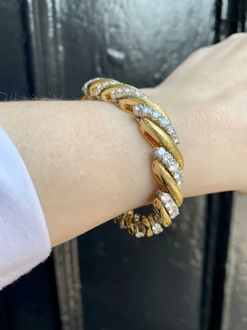 18K Yellow and White Gold Diamond Bracelet - image 6