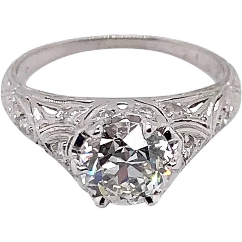 Art Deco Platinum Diamond Engagement Ring - image 1