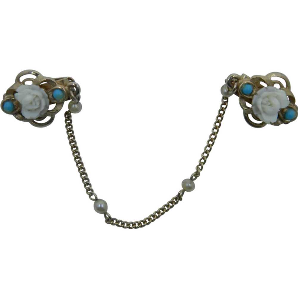 Fabulous Sweater Guard Faux Turquoise Celluloid R… - image 1