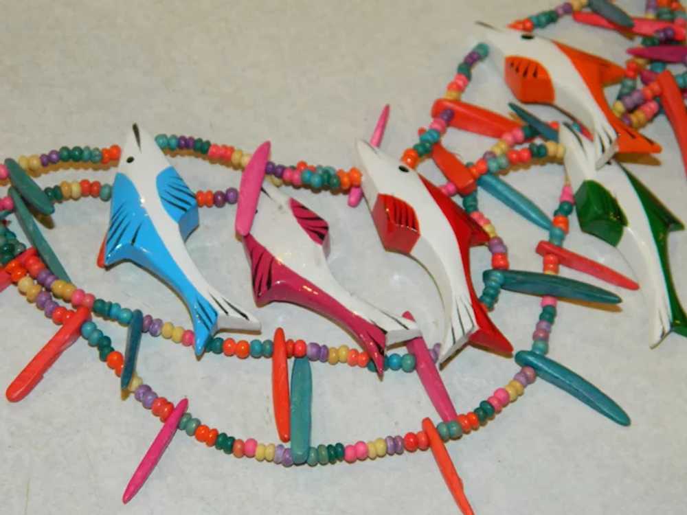 Fantastic Colorful Fish Necklace Hand Carved and … - image 7