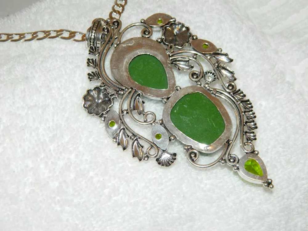 Massive Green Goddess Silver Pendant on Silver Fi… - image 5