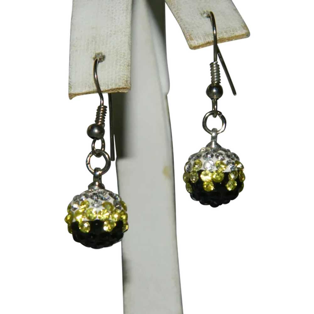 Prettiest Rhinestone Disco Ball Earrings Pierced - image 1