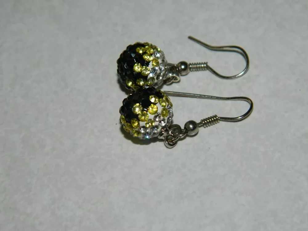 Prettiest Rhinestone Disco Ball Earrings Pierced - image 3