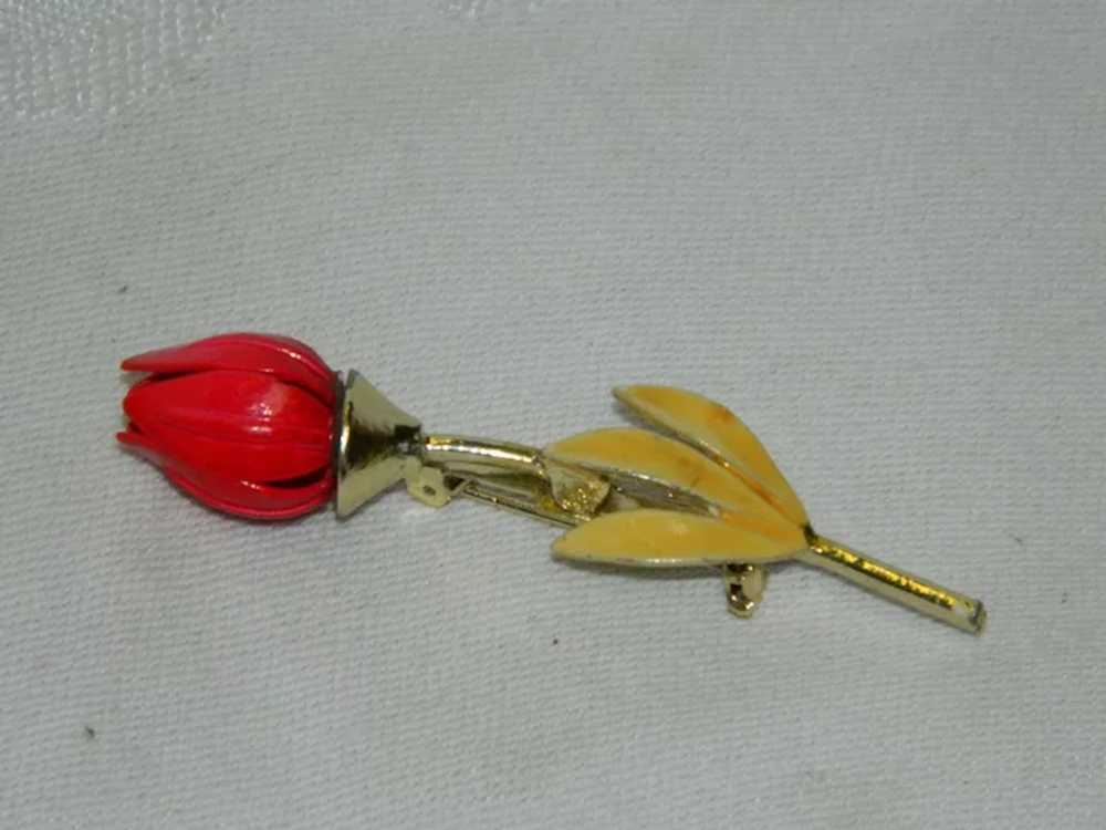 Single Stem Red Tulip Brooch - image 3