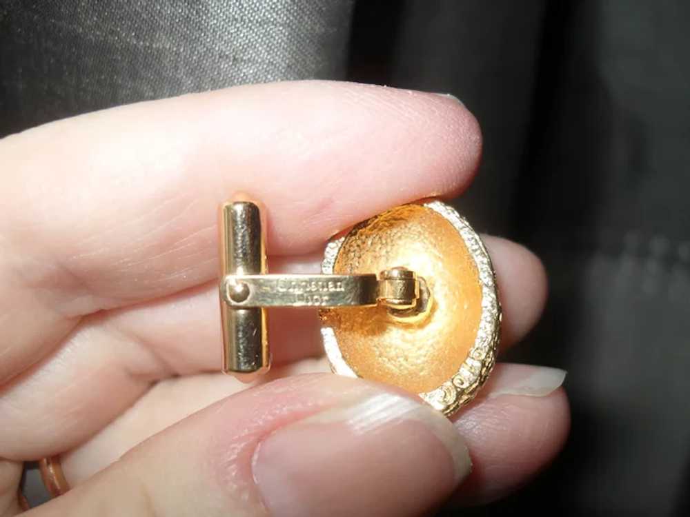 Vintage Christian Dior Textured Gold Cufflinks - image 2