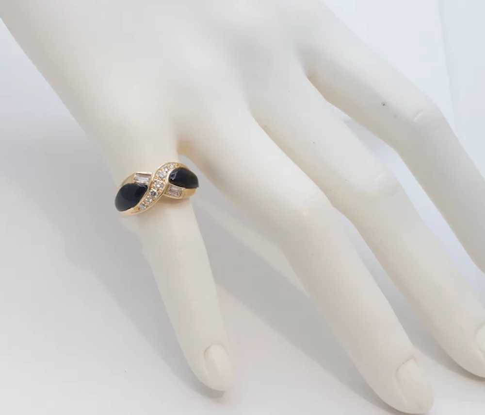Vintage Diamonds Black Onyx 18K Yellow Gold Ring - image 3