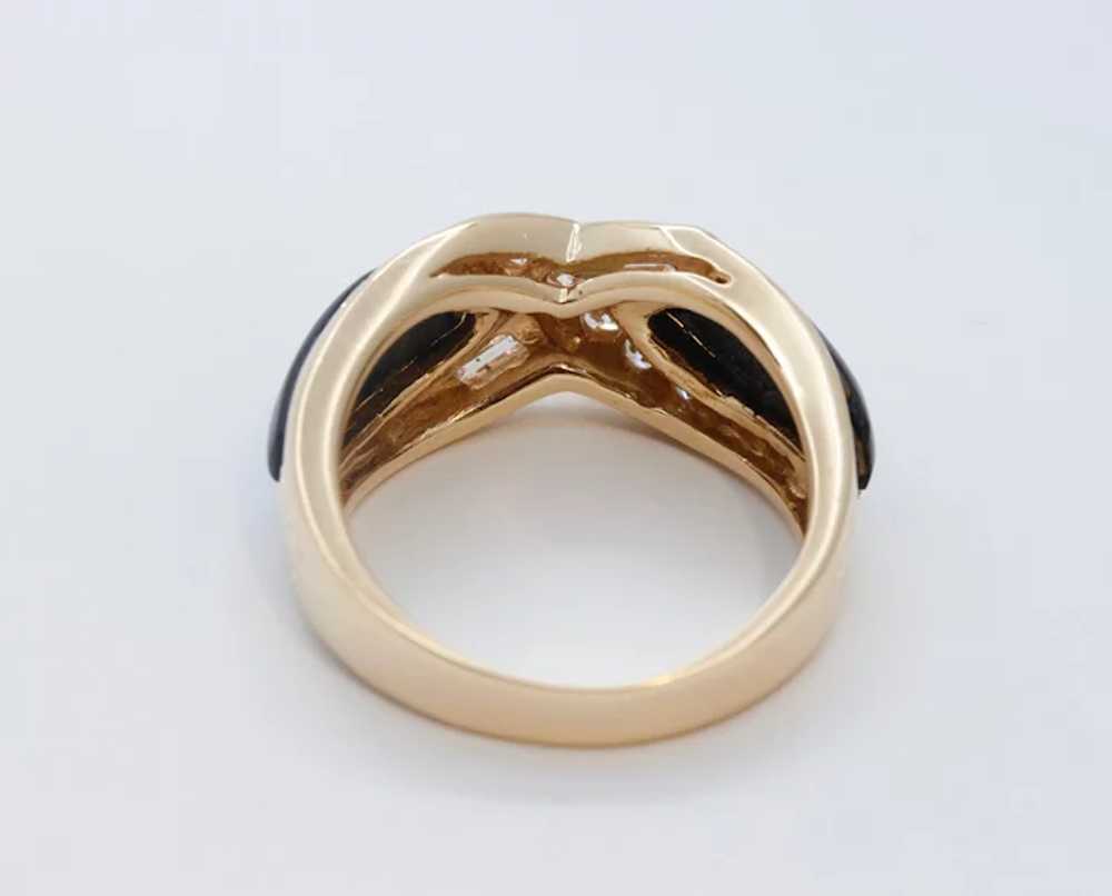 Vintage Diamonds Black Onyx 18K Yellow Gold Ring - image 6