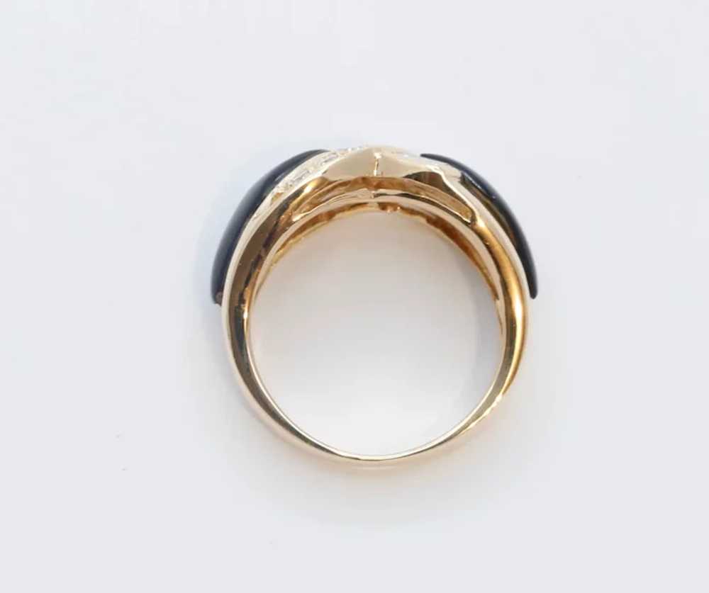 Vintage Diamonds Black Onyx 18K Yellow Gold Ring - image 7
