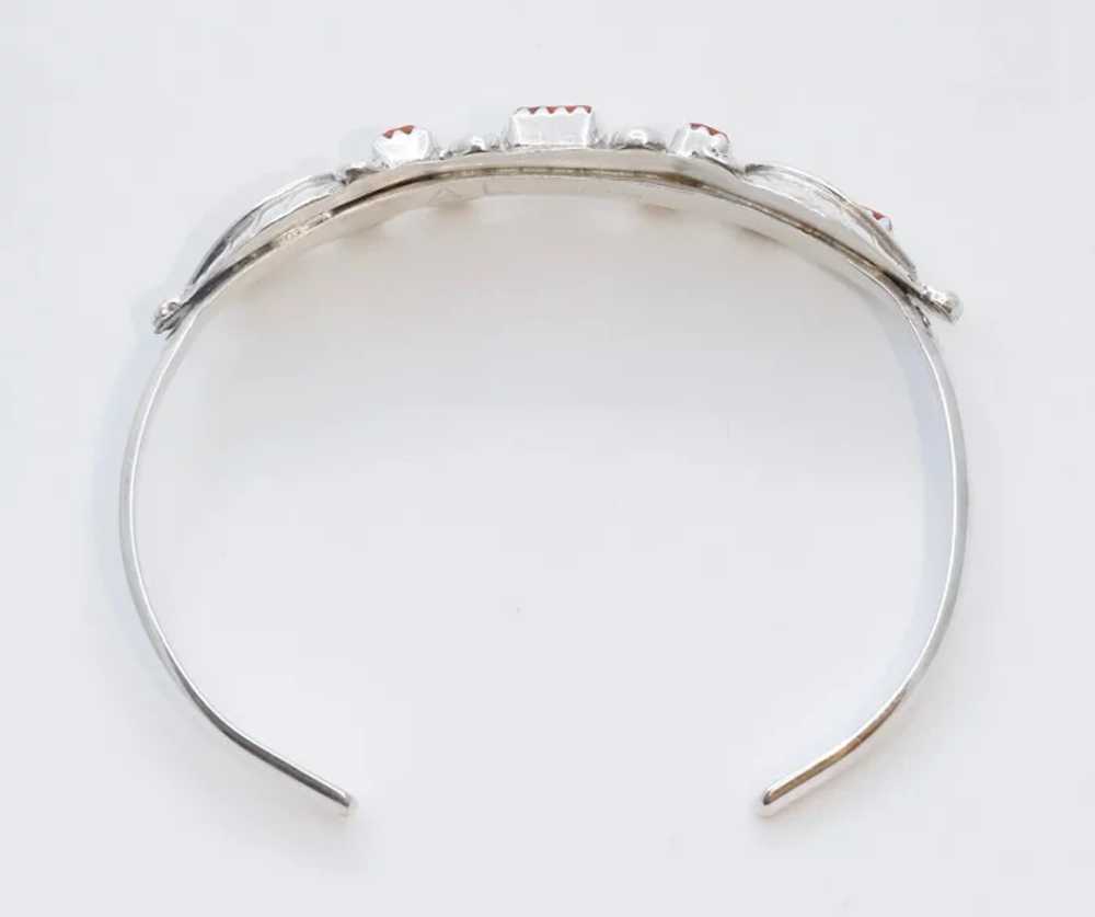 Handmade Sterling Silver and Coral Cuff Bracelet - image 4