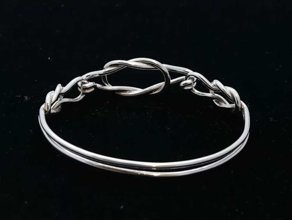 Vintage Sterling Silver 925 Hook Eye Knot Clasp Bracelet Bangle