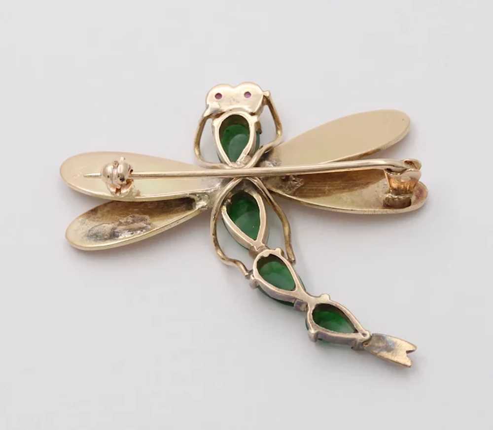 Vintage Dragonfly Jade Tourmalines 14K Yellow Gol… - image 5