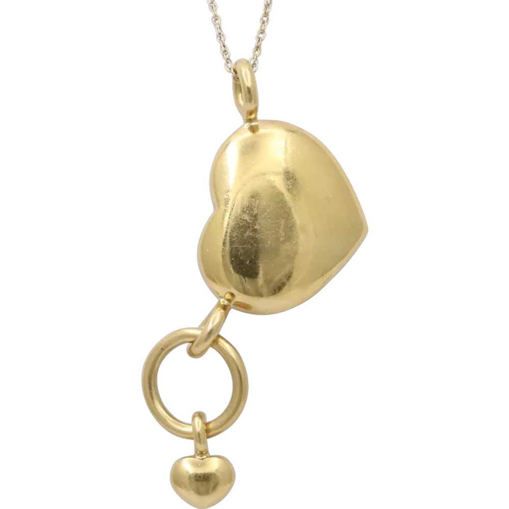 Cool Vintage Hearts 18K Yellow Gold Pendant Charm - image 1