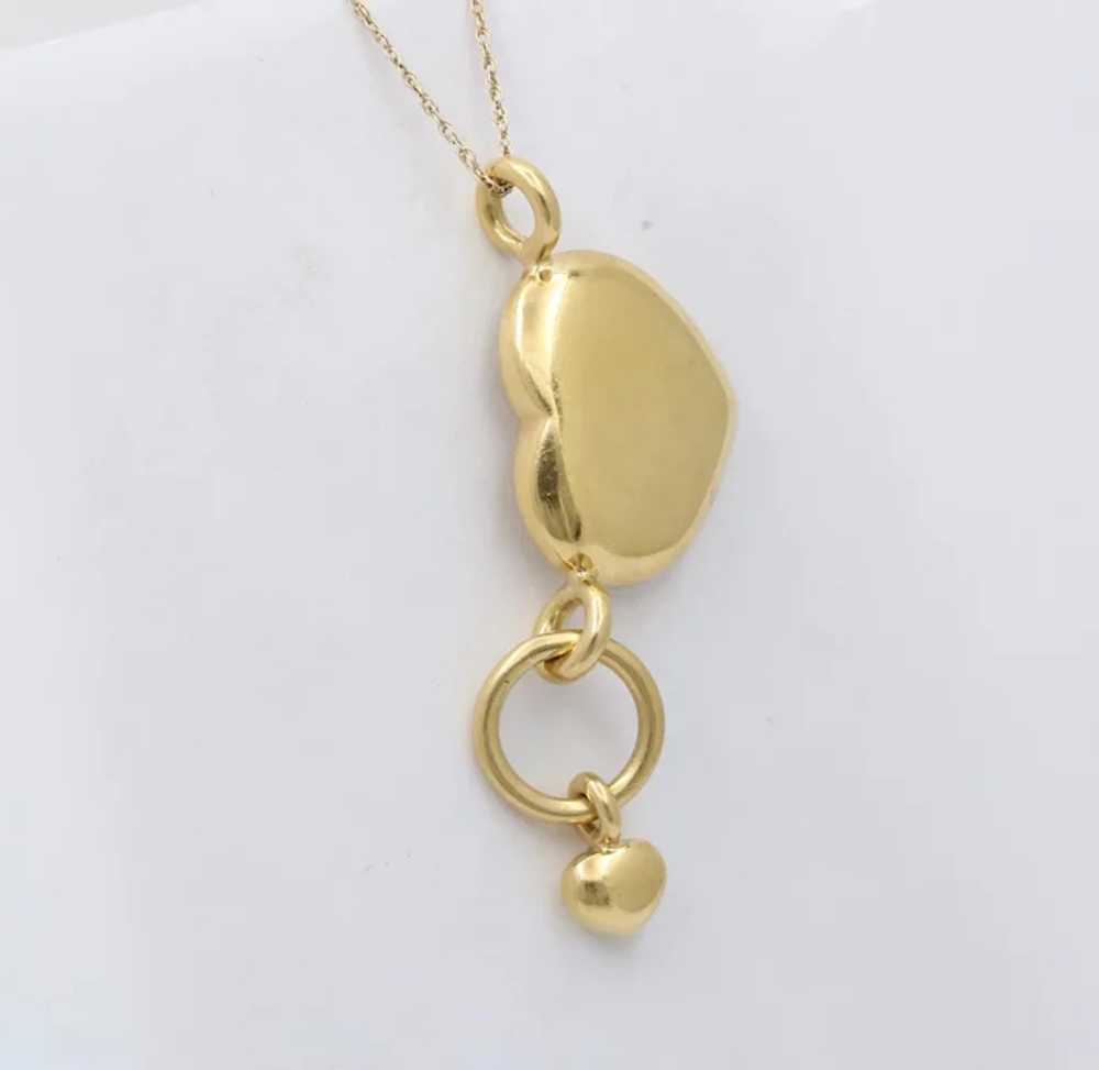 Cool Vintage Hearts 18K Yellow Gold Pendant Charm - image 3