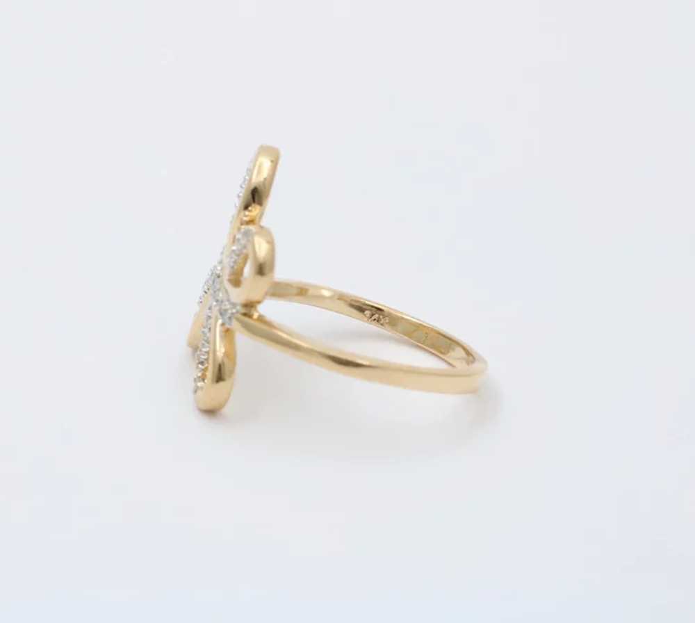 Vintage 14K Yellow Gold Diamond Butterfly Ring - image 10