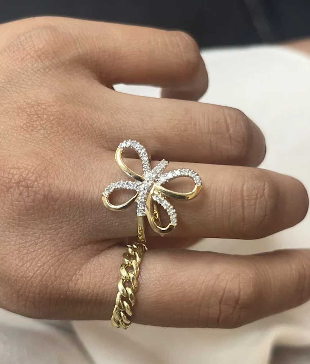Vintage 14K Yellow Gold Diamond Butterfly Ring - image 11
