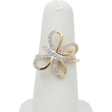 Vintage 14K Yellow Gold Diamond Butterfly Ring - image 1