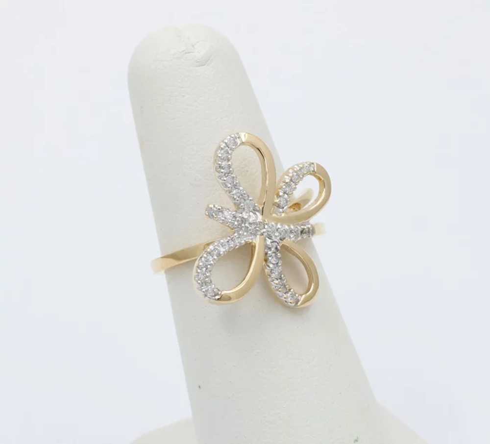 Vintage 14K Yellow Gold Diamond Butterfly Ring - image 2