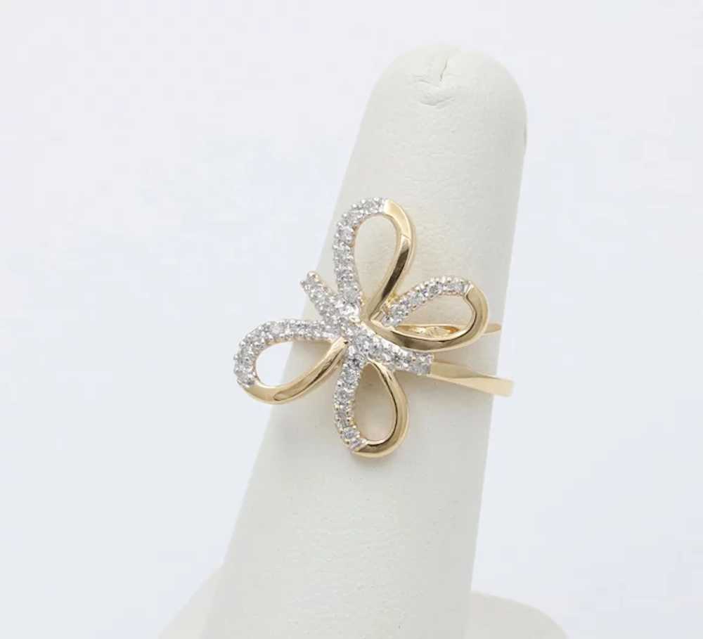 Vintage 14K Yellow Gold Diamond Butterfly Ring - image 3