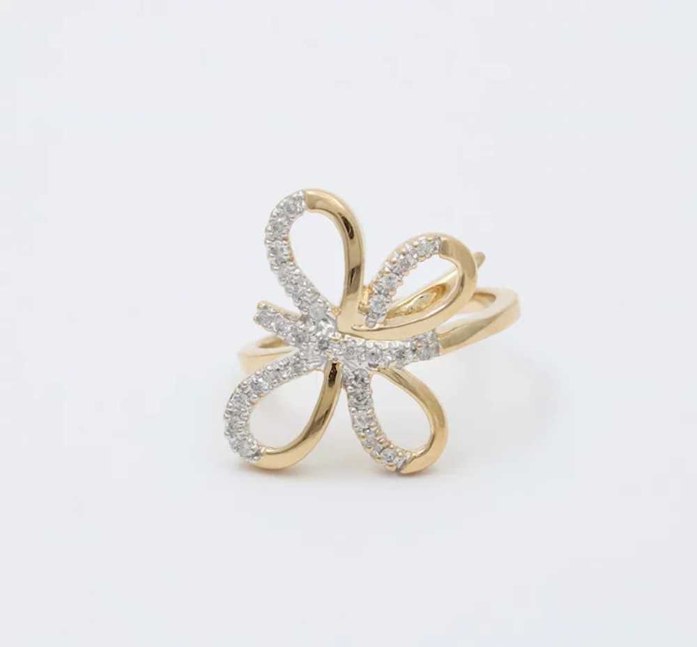 Vintage 14K Yellow Gold Diamond Butterfly Ring - image 5
