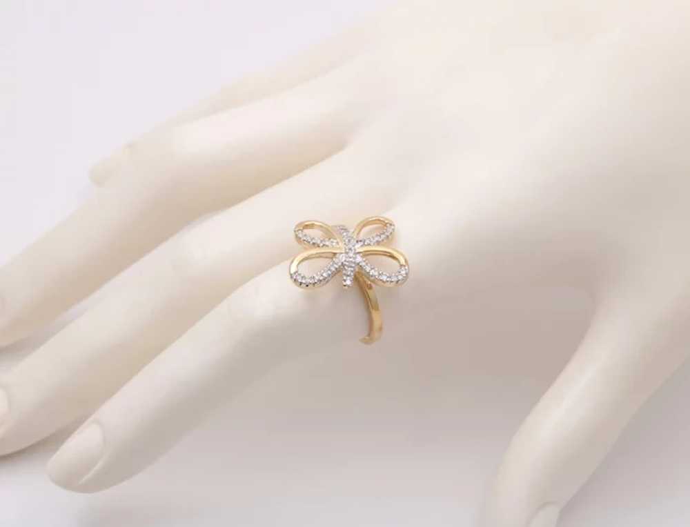Vintage 14K Yellow Gold Diamond Butterfly Ring - image 6