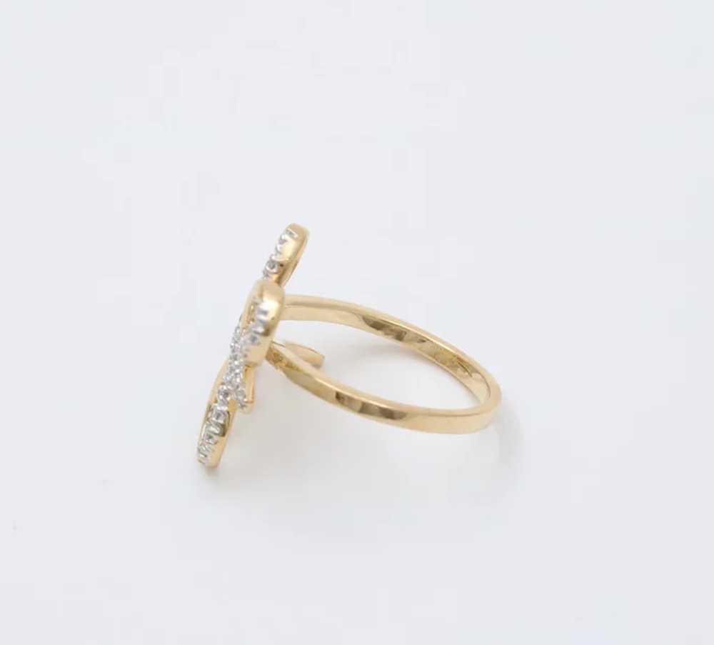 Vintage 14K Yellow Gold Diamond Butterfly Ring - image 7