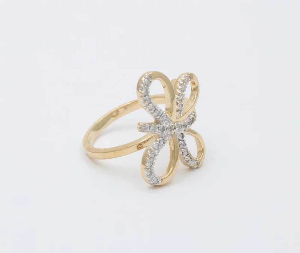 Vintage 14K Yellow Gold Diamond Butterfly Ring - image 8