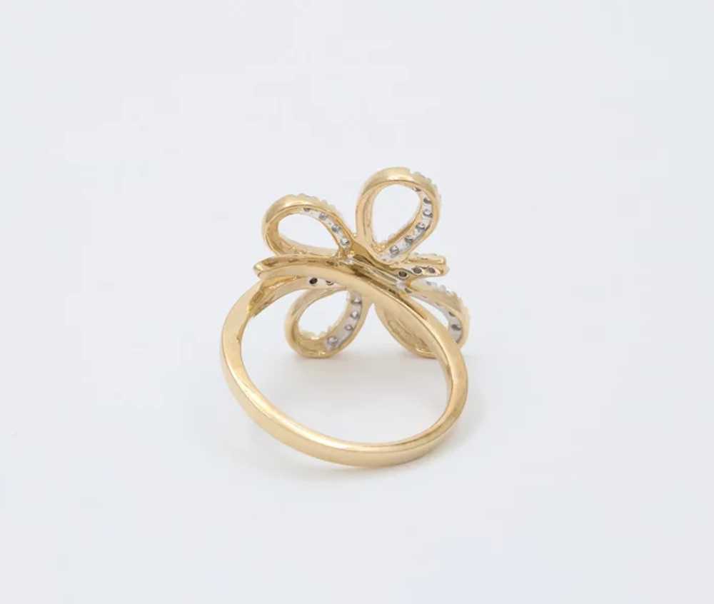 Vintage 14K Yellow Gold Diamond Butterfly Ring - image 9