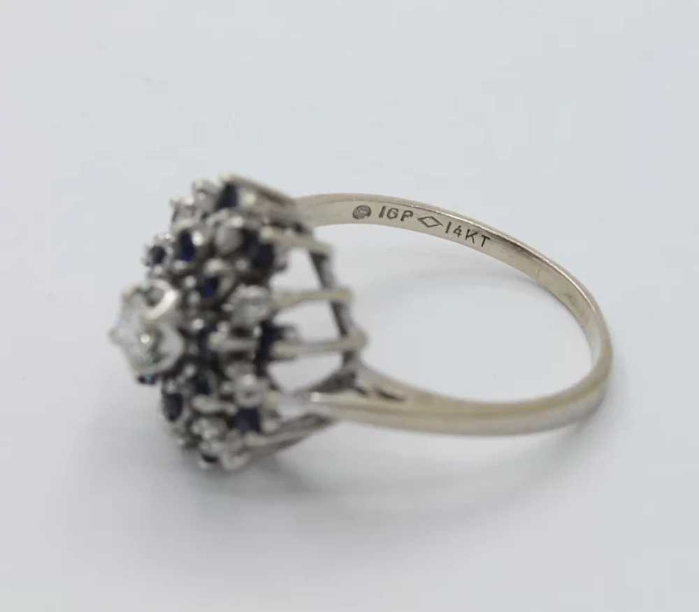 Vintage 14K White Gold Starburst Sapphire Diamond… - image 3