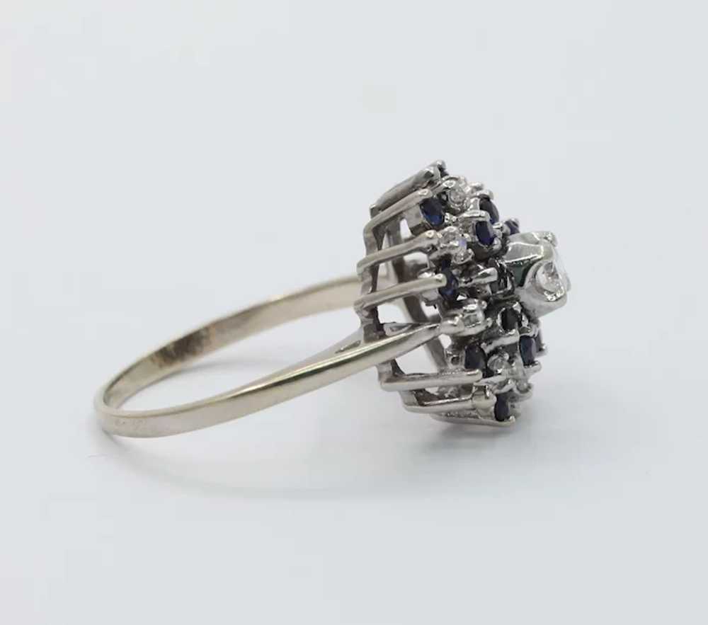 Vintage 14K White Gold Starburst Sapphire Diamond… - image 5