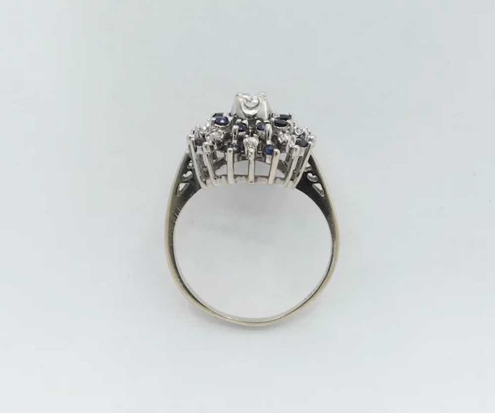 Vintage 14K White Gold Starburst Sapphire Diamond… - image 7