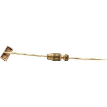 Vintage 14K Yellow Gold Pearl Stick Pin - image 1